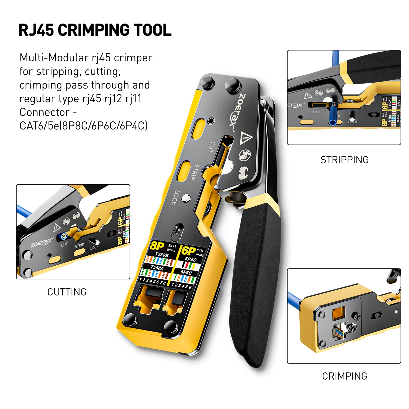 ZoeRax RJ45 CAT6 CAT5E Crimp T - Rj45 Jack 评论和价格