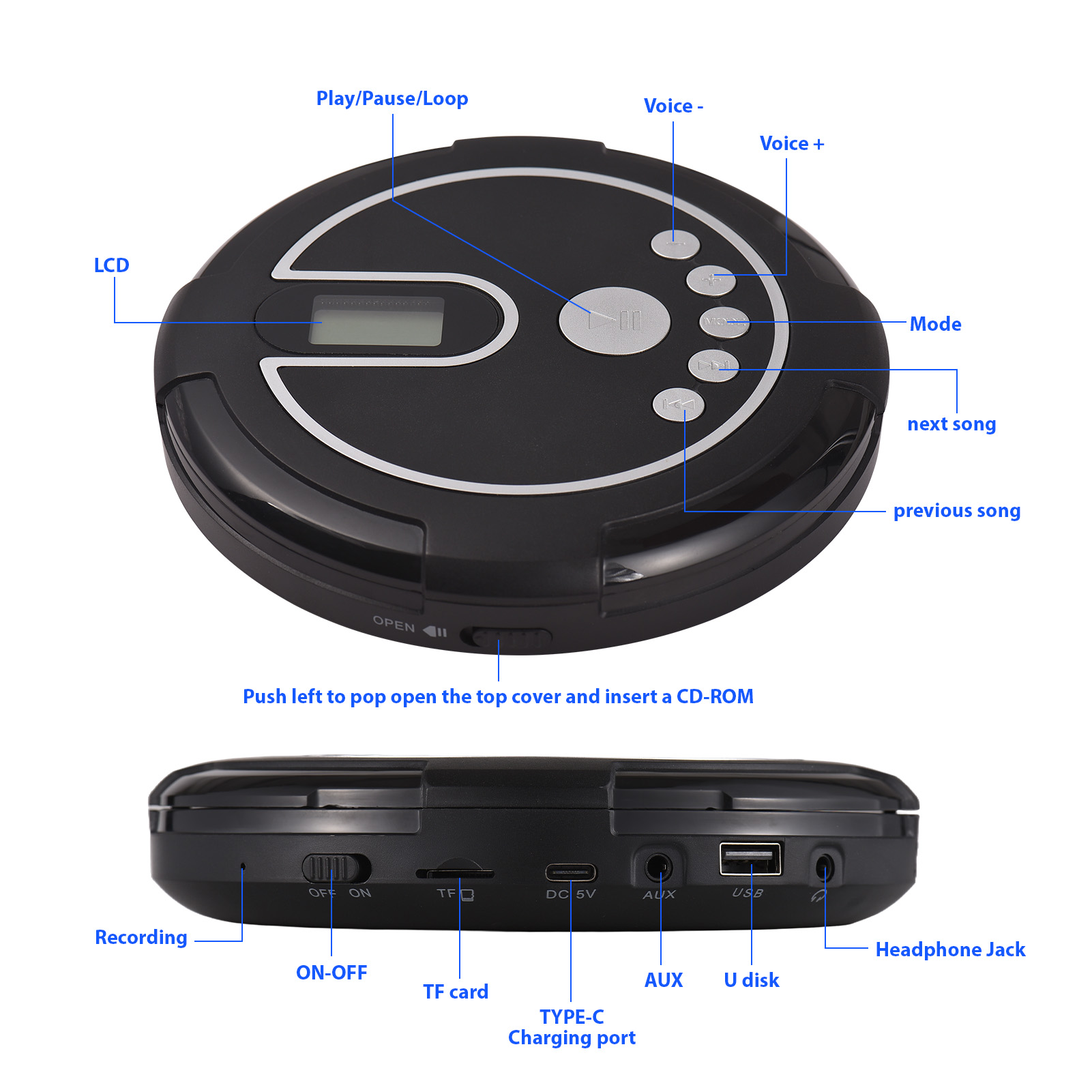 CD Player with Wired Headphone - Speaker Wire 评论和价格